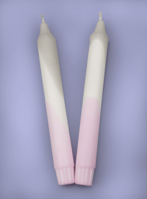 Gray and pink two-colored candles