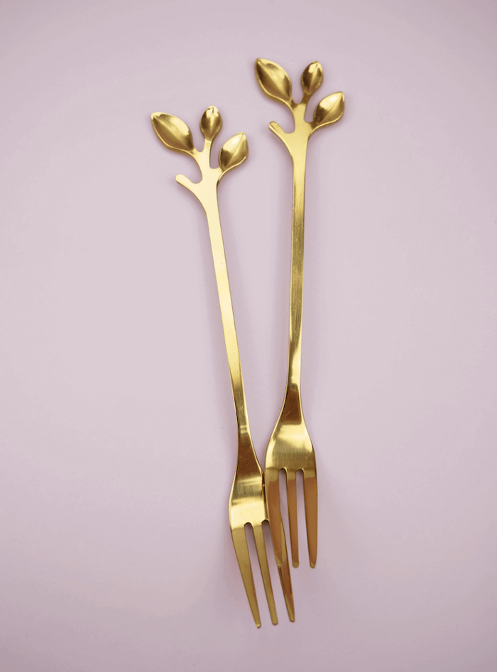 Guld gafler blad design